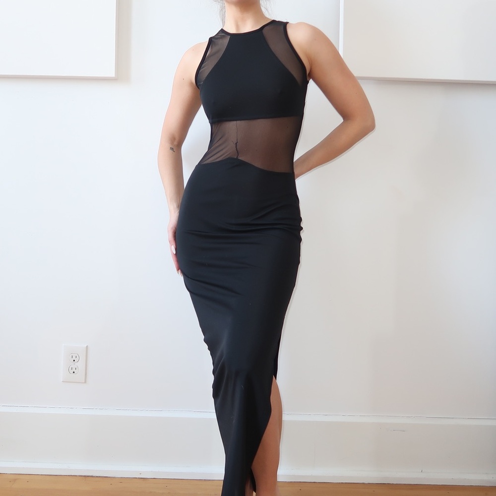 Sabora Black Mesh Detail Dress